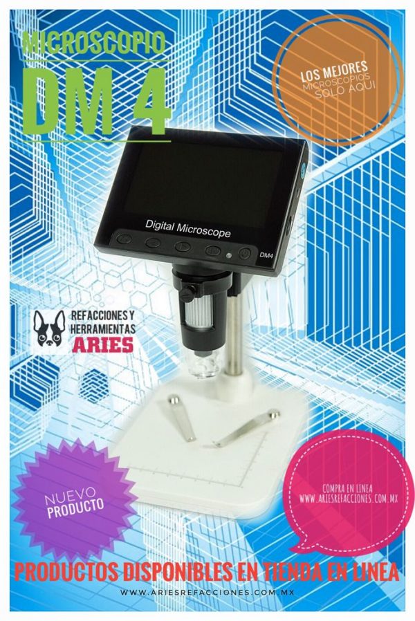 Microscopio digital portátil con base  y pantalla 4.3", luz led. Marca DMA Modelo DM4 - Imagen 2