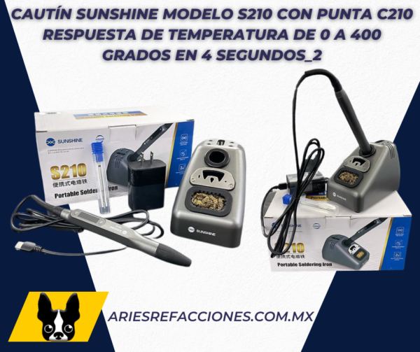 Cautín sunshine modelo s210 con punta c210 respuesta de temperatura de 0 a 400 grados en 4 segundos