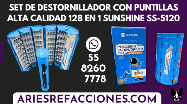 Set De Destornillador con Puntillas Alta Calidad 128 en 1 Sunshine SS-5120